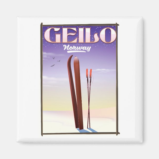 Imán Afiche de viaje para esquiar Geilo, Noruega (Frente)