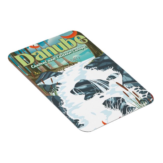Imán Afiche de viaje por el río europeo del Danubio (Lado Derecho)