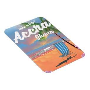Imán Afiche de viaje por la playa de Accra Ghana