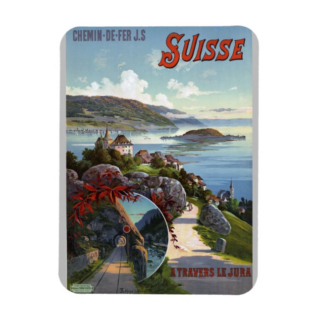 Imán Afiche de viaje por turismo suizo de Suiza (Vertical)