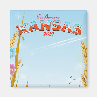 Imán Afiche de viaje retro de la granja de Kansas USA