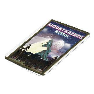 Imán Afiche de viaje ruso del Monte Kazbek.