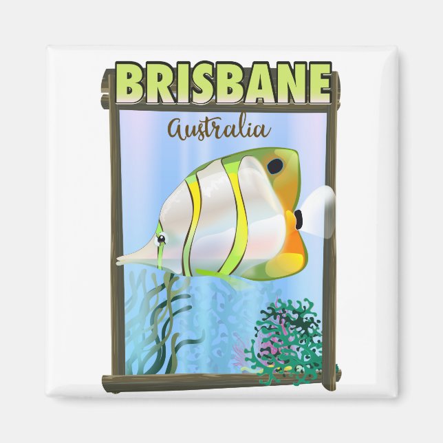 Imán Afiche de viaje tropical de Brisbane Australia (Frente)