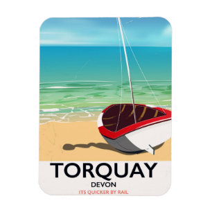 Imán Afiche de viaje vacacional de Torquay Devon