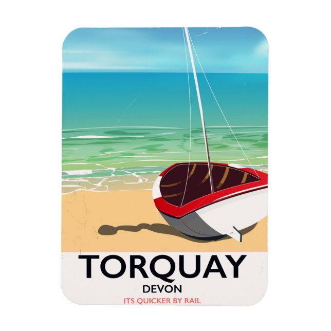 Imán Afiche de viaje vacacional de Torquay Devon (Vertical)