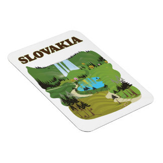 Imán Afiche de viajes al estilo de la época de Eslovaqu
