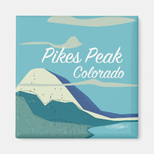Imán Afiche de viajes al estilo vintage de Pikes Peak C
