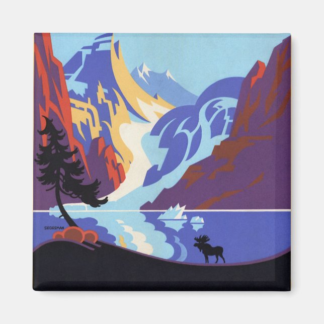 Imán Afiche de Viajes de Alaska, Atlin y el Yukón (Frente)