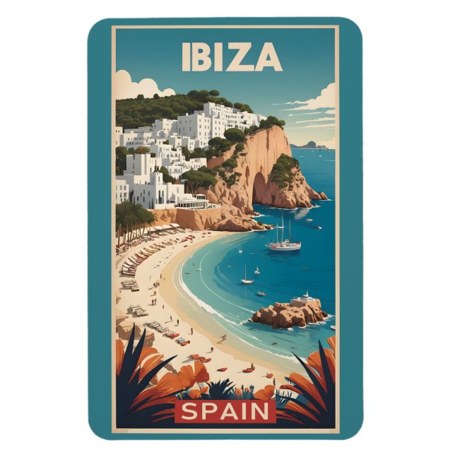 Imán Afiche de viajes de Ibiza, España (Vertical)