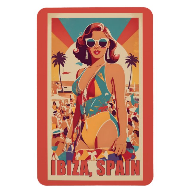 Imán Afiche de viajes de Ibiza, España (Vertical)