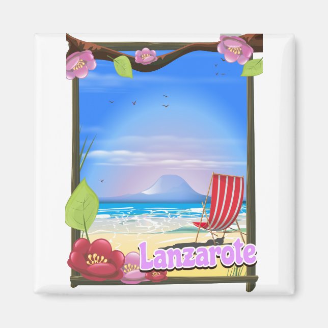 Imán Afiche de viajes de Lanzarote (Frente)