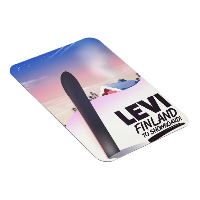 Imán Afiche de viajes de Levi Finlandia Snowboarding (Lado Derecho)