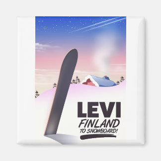 Imán Afiche de viajes de Levi Finlandia Snowboarding