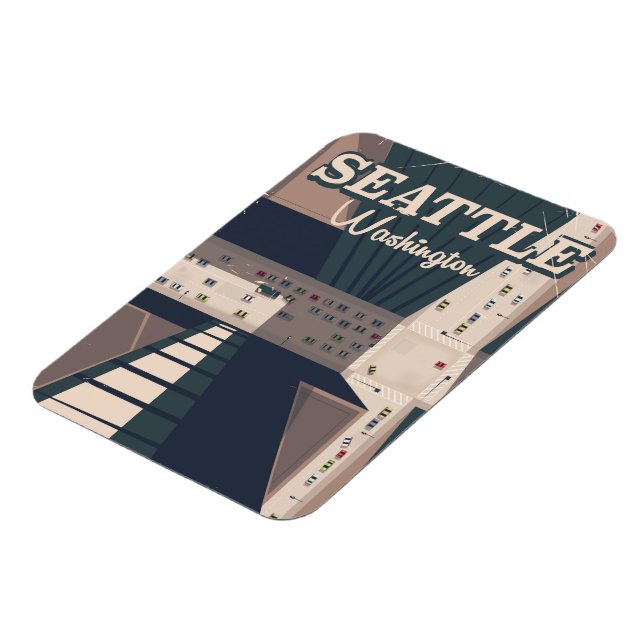 Imán Afiche de viajes de Seattle, Washington (Lado Izquierdo)