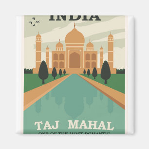 Imán Afiche de viajes de Taj Mahal - India