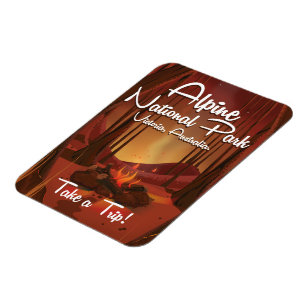 Imán Afiche de viajes del Parque Nacional Alpino, Austr