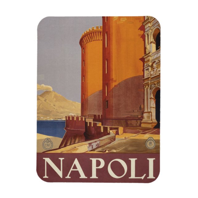 Imán Afiche De Viajes Del Vesubio Y La Bahía De Nápoles (Vertical)