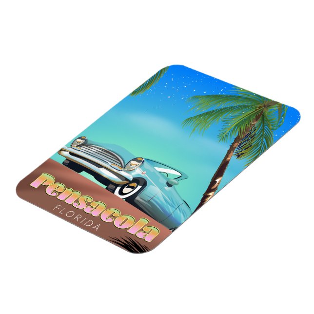 Imán Afiche de viajes estilo vintage de Pensacola (Lado Izquierdo)