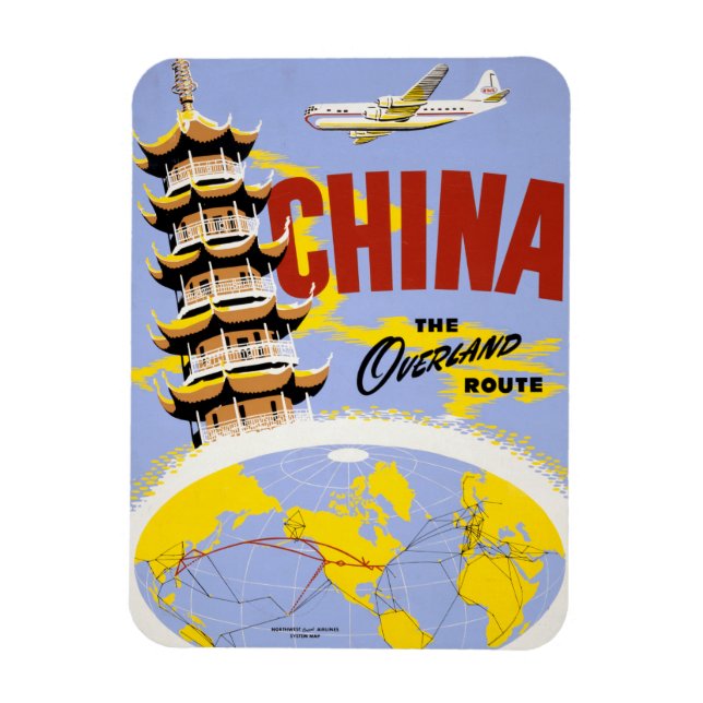 Imán Afiche De Viajes Para Northwest Orient Airlines (Vertical)