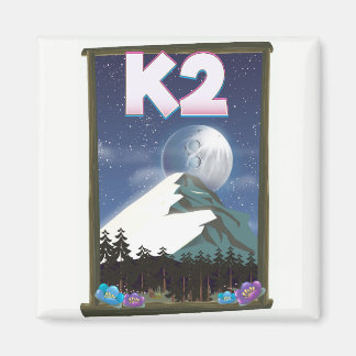 Imán Afiche de viajes por la montaña K2