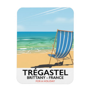 Imán Afiche de viajes por la playa de Trégastel, Bretañ
