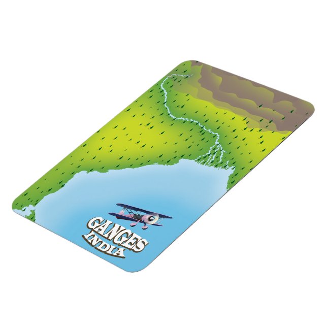 Imán Afiche del mapa de viajes de Ganges India (Lado Izquierdo)