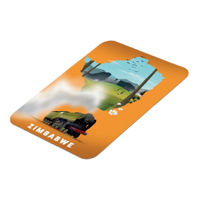 Imán Afiche ilustrado del mapa de Zimbabue (Lado Izquierdo)