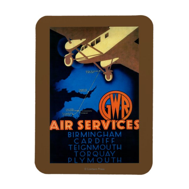 Imán Afiche Vintage de GWR Air ServicesEurope (Vertical)