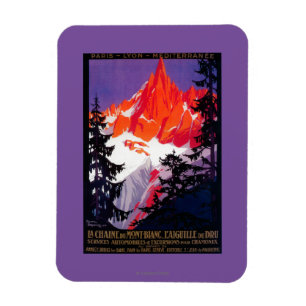 Imán Afiche vintage de La Chaine De Mont-BlancEuropa