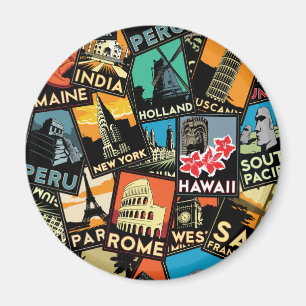 Imán Afiches de viaje retro vintage europa asia usa