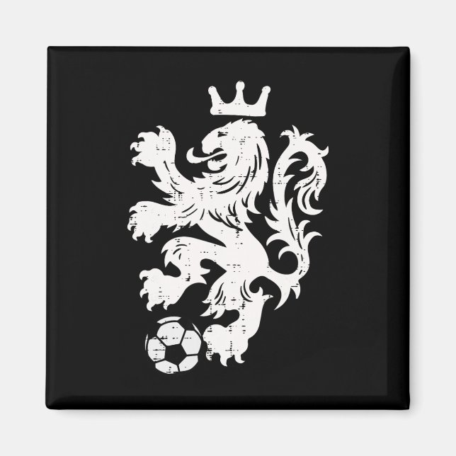 Imán Aficionado de fútbol holandés naranja león Países  (Frente)