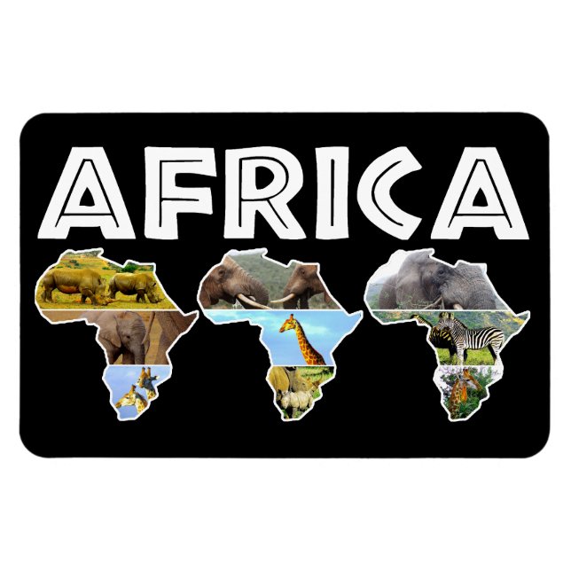 Imán Africa Wildlife Continent Trio Collage Magnet (Horizontal)