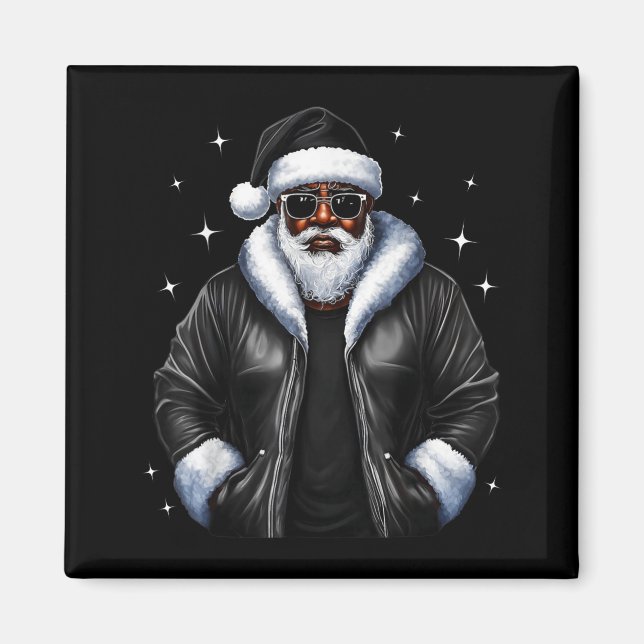 Imán African American Christmas Xmas Afro Santa Claus  (Frente)