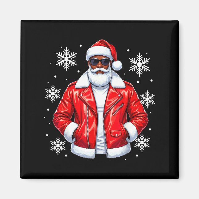 Imán African American Cool Santa Claus Christmas Pajama (Frente)