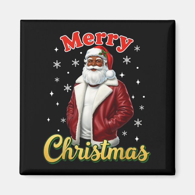Imán African American Santa Christmas Cool Black X-mas  (Frente)