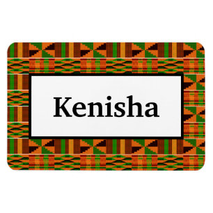 Imán African Orange Classic Kente 4x6 Name Flexible