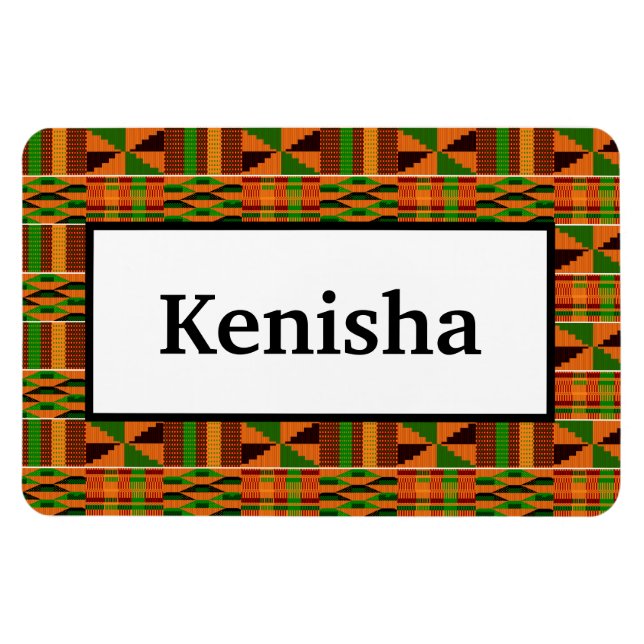 Imán African Orange Classic Kente 4x6 Name Flexible (Horizontal)