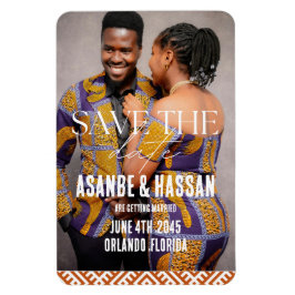 Imán African Print with Photo Wedding Save the Date 