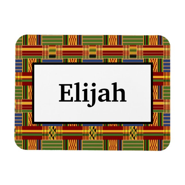 Imán Africano Plaid Kente 3x4 Nombre flexible (Horizontal)