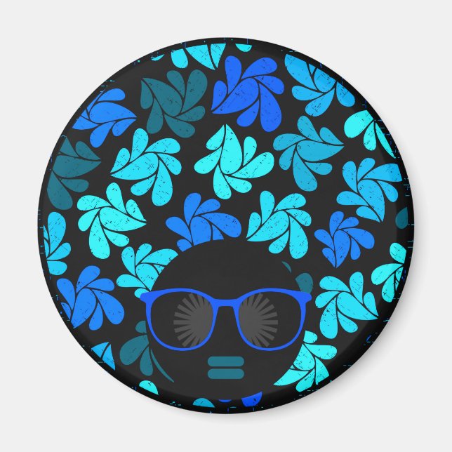 Imán Afro Diva Azul  (Frente)