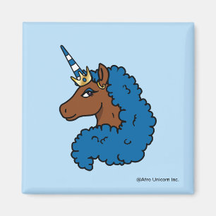 Imán Afro unicornio azul
