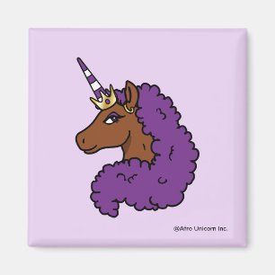 Imán Afro Unicornio púrpura