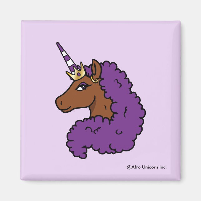 Imán Afro Unicornio púrpura (Frente)