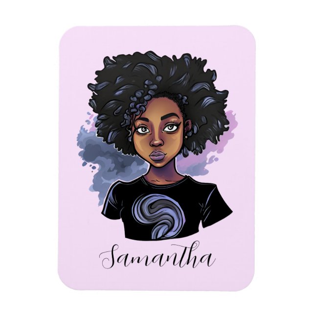 Imán Afroamericana desconcertante y personalizada (Vertical)