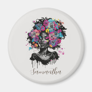Imán Afromujer con clase floral