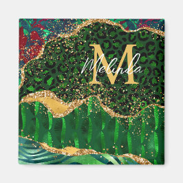 Imán Agante de impresión de animales de safari verde