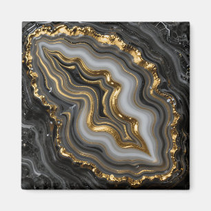 Imán Ágata Geoda de Mármol de Lujo Oro Negro