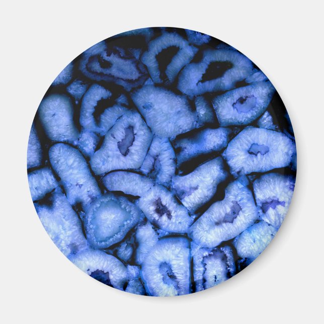 Imán Agato de cuarzo azul, geodos azules, patrón abstra (Frente)