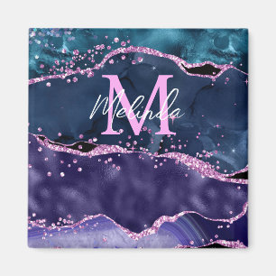 Imán Agato oceánico Purpurina azul y morado de la marin