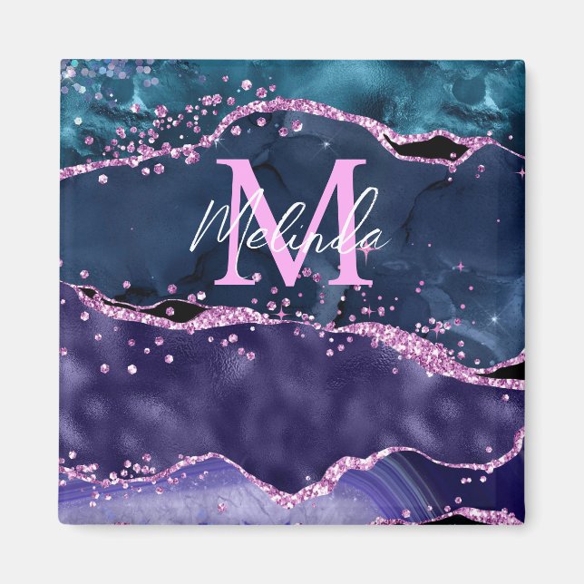 Imán Agato oceánico Purpurina azul y morado de la marin (Frente)